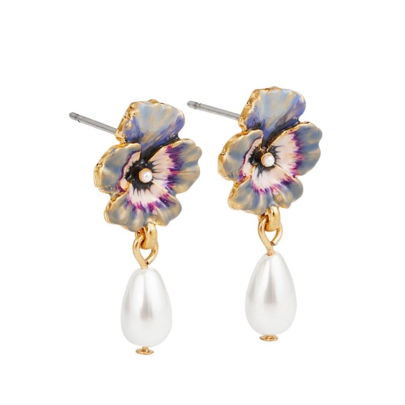 Fable England Pansy & Pearl Drop Øredobber