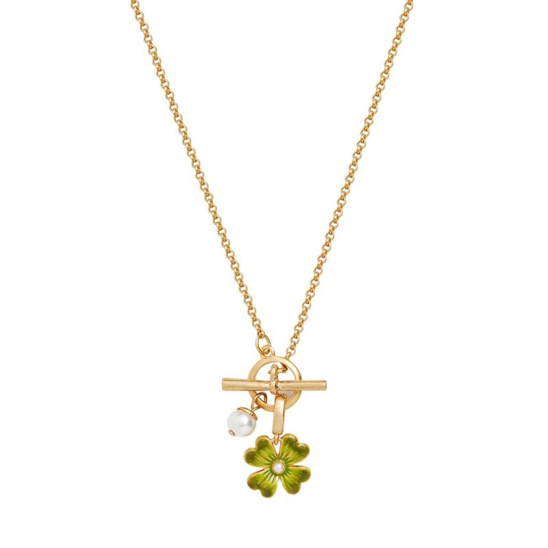 Fable England Lucky Clover & Pearl Toggle Halskjede