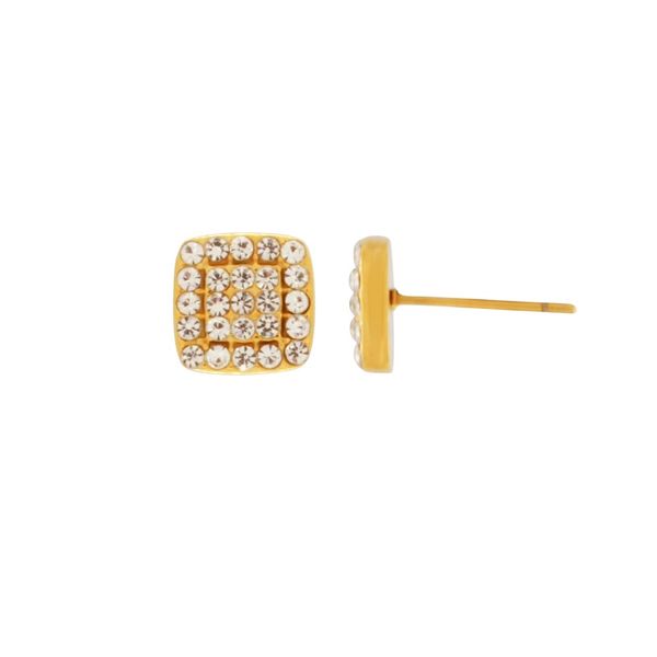 DANSK Joy Waterproof CZ Square Post Earrings – 18K Gullbelagte &Oslash;redobber