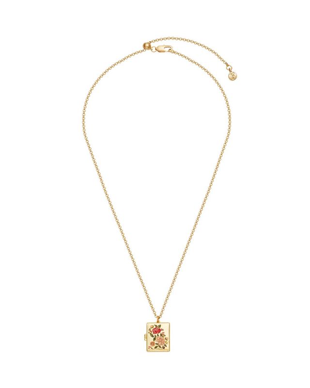 Fable England Eve Floral Medaljong – gullbelagt halskjede