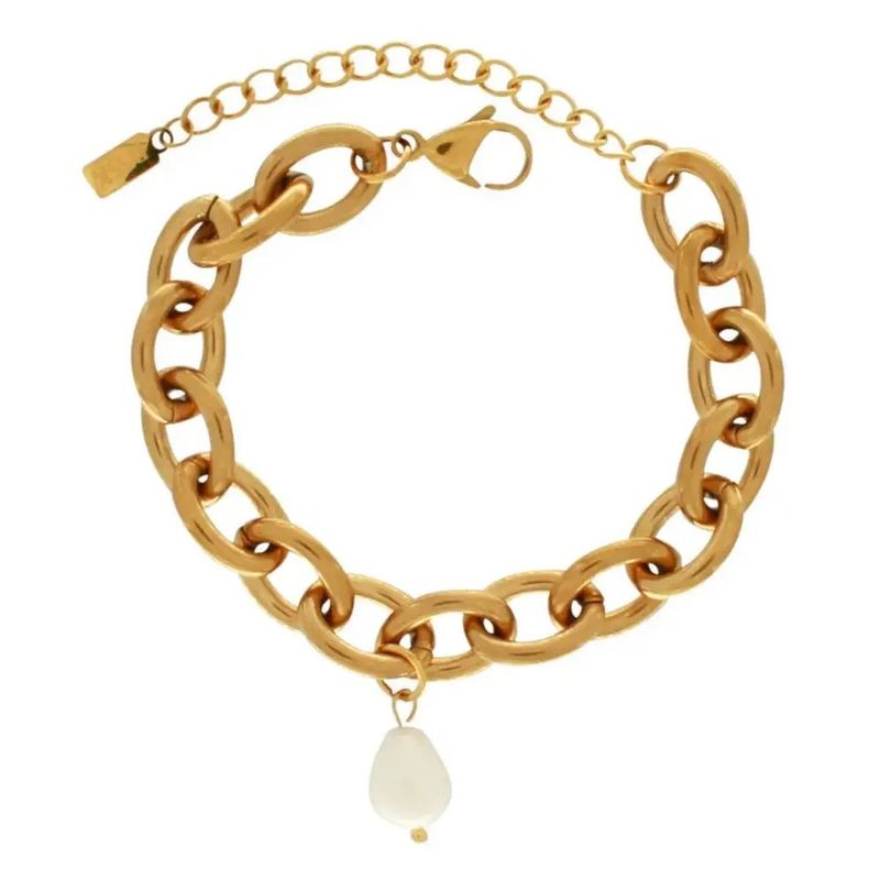 DANSK Joy Waterproof Link Pearl Armbånd – 18K Gullbelagt