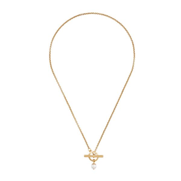 Fable England Gold Pearl Toggle Charm Halskjede